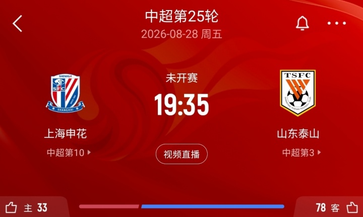 申花vs泰山提前一天 中超官方确认8月28日19:35开球 申花vs泰山提前一天 中超官方确认8月28日19:35开球